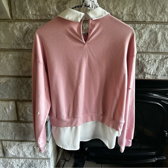 SHEIN teen long sleeve pink pullover pearl beads size 12-13Y - Picture 2 of 6
